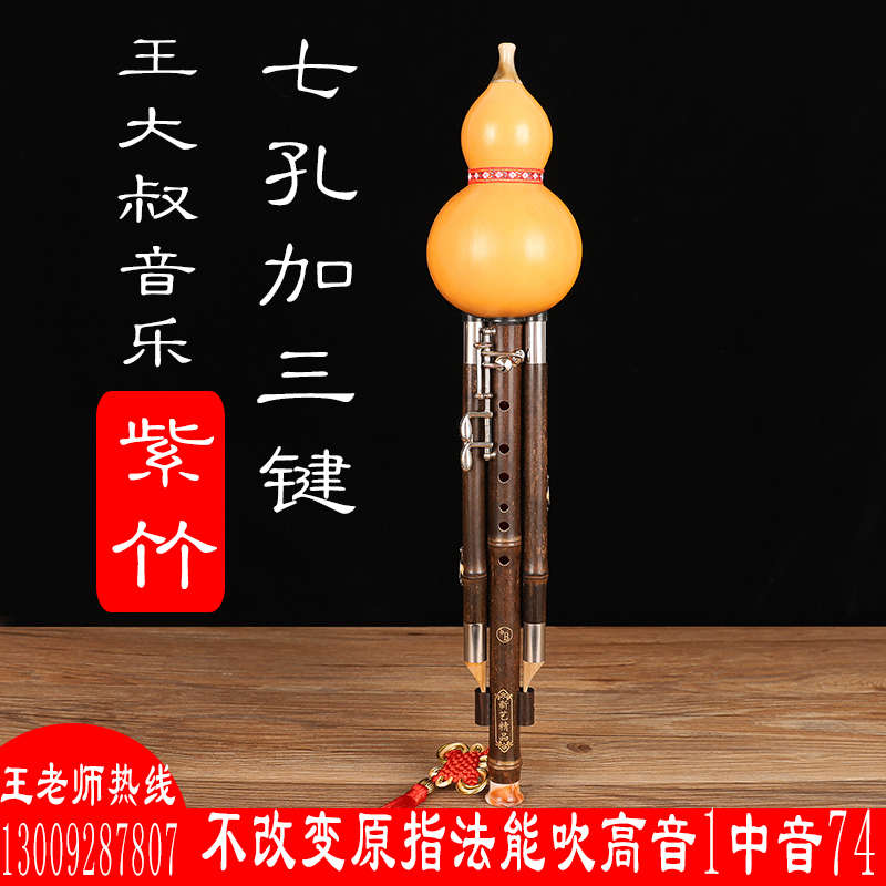 王大叔七孔加键葫芦丝专业演奏型C/降B/G/F调紫竹9孔宽音域新艺