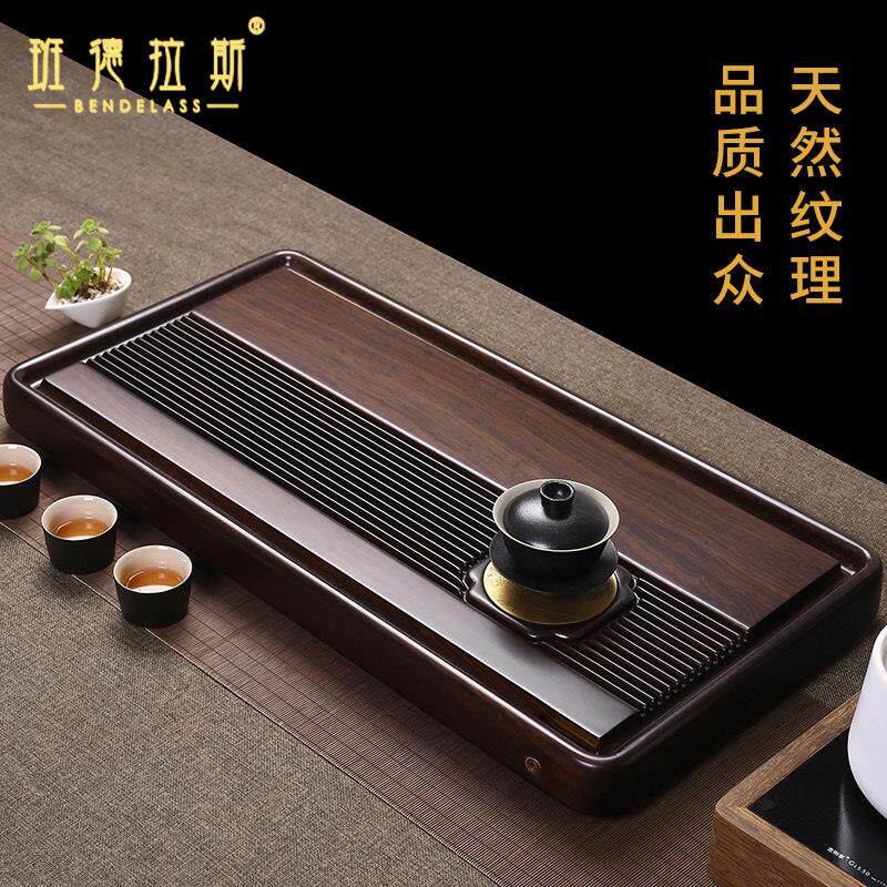 茶盘整块黑乌檀木实木茶台简约家用客厅功夫茶具茶海托盘沥水套装
