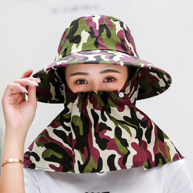 季女防紫外线太阳帽骑车防风帽防晒遮脸帽子采茶帽布帽