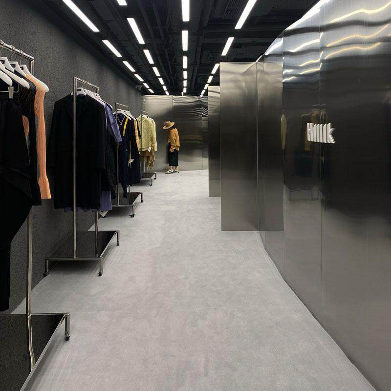 服装店展示架陈列架不锈钢落地式带轮可移动中岛架女装店橱窗架子