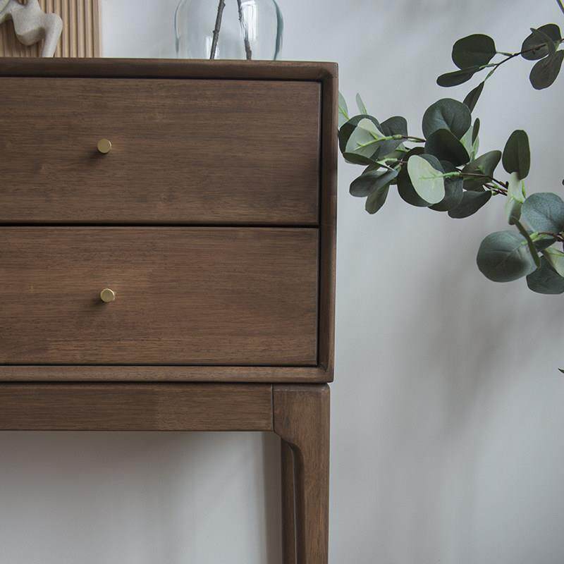 胡桃木色客厅进门玄关柜实木玄关桌北欧小户型玄关台现代简约窄桌