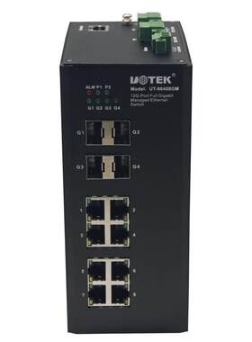 宇泰千兆4光8电以太网交换机 工业级全千兆交换机UT-66408GM
