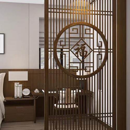 铁JZV艺屏风隔断墙客厅现代中简约餐新式定入户玄关镂空格厅制栅