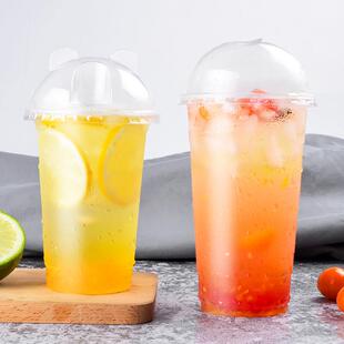 350ml500奶茶豆浆杯子一次性1000ml高透95封口吸塑杯打包杯定制