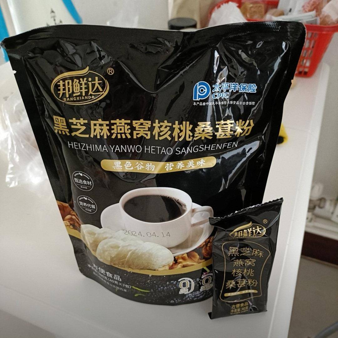 邦鲜达黑芝麻糊黑芝麻燕窝核桃桑葚粉送胖胖杯五黑粉浓醇280g/袋