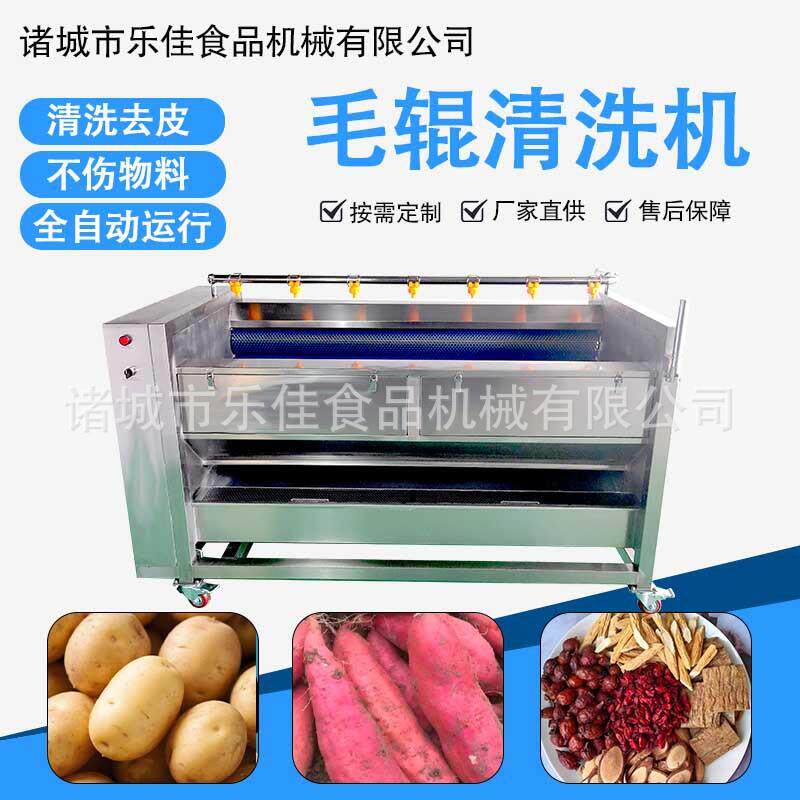 人参三七毛辊清洗去皮磨粉设备中药材加工清洗烘干线石菖蒲清洗机