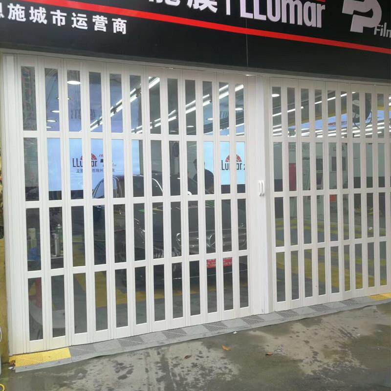 洗车店折叠门PVC拉门汽车美容间防尘铝合金隔断伸缩简易防水帘