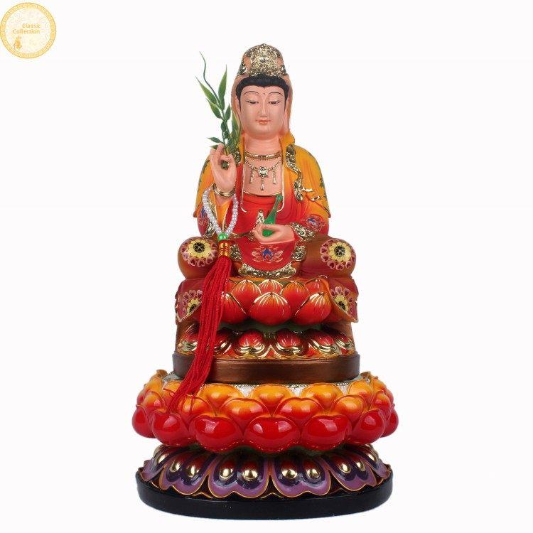 莲花底像座树脂椭音圆形神像佛加高底坐佛具品摆件财神MKC观莲花