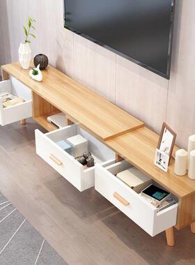 实简木现伸缩电视柜约茶几组合客厅AL100267家代用小户型墙柜卧室