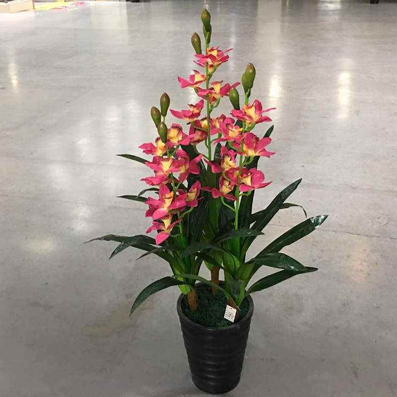 仿真花假花三杆蕙兰家居装饰仿真绿植客厅落地盆景室内塑料花盆栽
