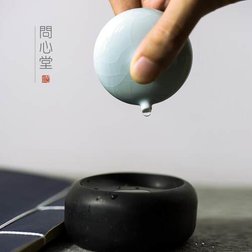 新款问心堂星窝砚歙砚金砚台 纯手工制 墨池 高档原石小楷砚台书