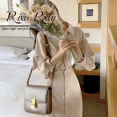 RIXO RXLY新款初恋小个子洋装夏季高级感小香风工装衬衫裙气质