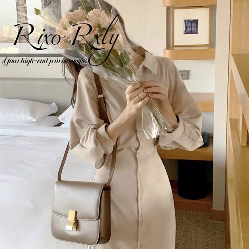 RIXO RXLY新款初恋小个子洋装夏季高级感小香风工装衬衫裙气质