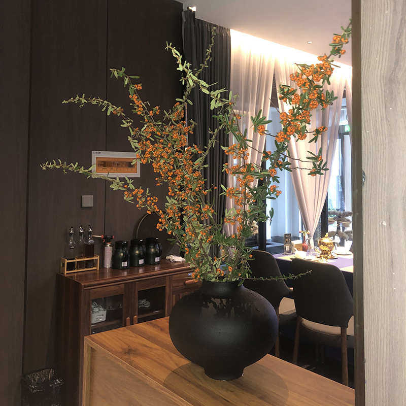 径陶罐插花植复古大口花瓶花盆粗摆件器白色绿花陶日式陶土陶瓷