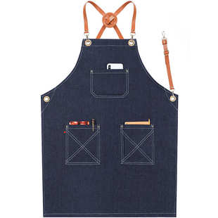 厂家定制牛仔围裙韩版 咖啡师理发店画画餐厅工作服印字印logo 时尚