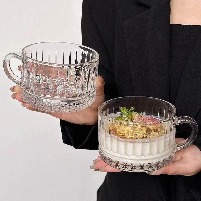 复古玻璃杯喝水杯家用茶杯牛奶早餐饮料果汁咖啡杯甜品碗燕麦杯子,餐饮具,玻璃杯,淘宝优惠券,粉丝福利购,淘宝优惠卷