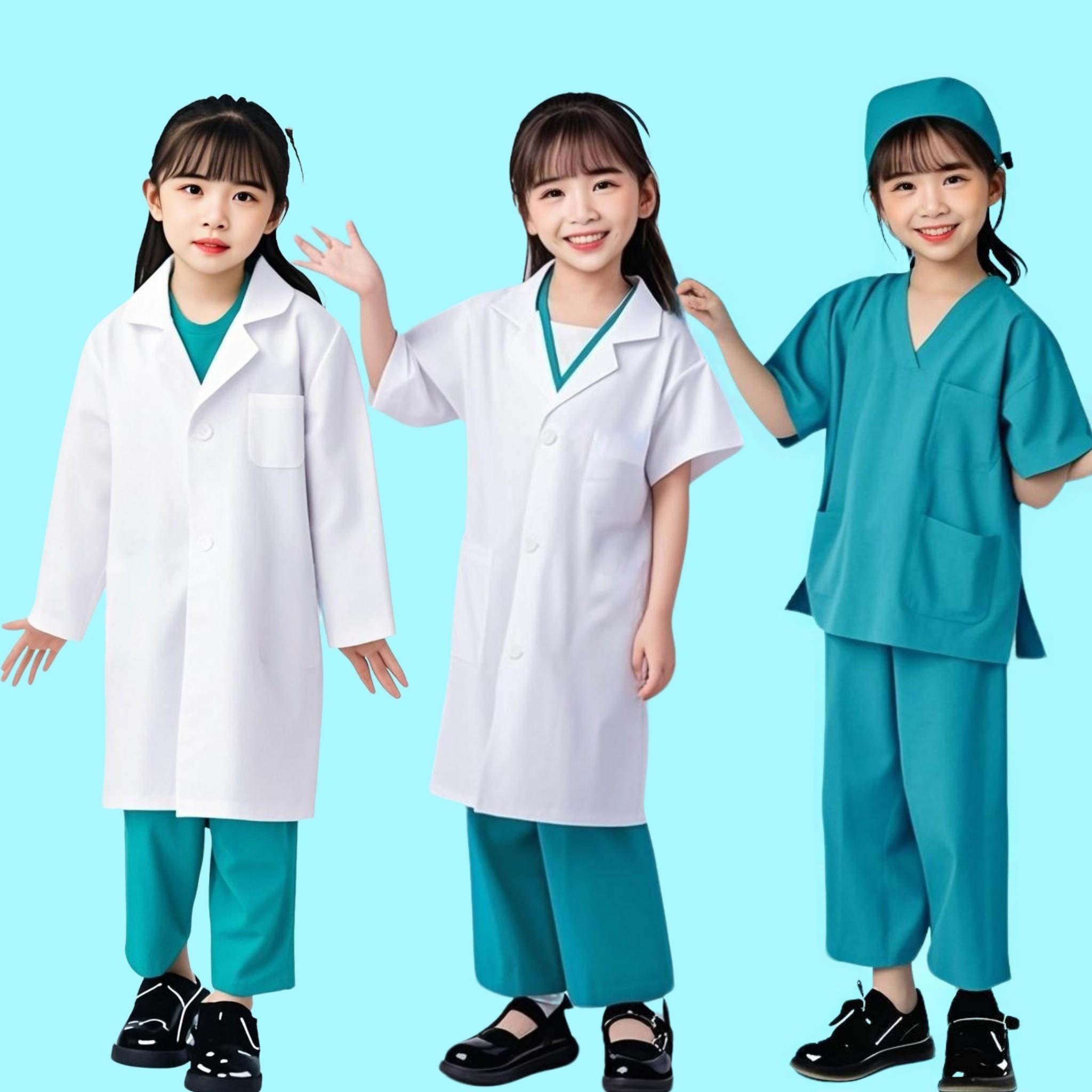 儿童医生护士手术服实验科学家白大褂幼儿园职业角色扮表演出服装图片