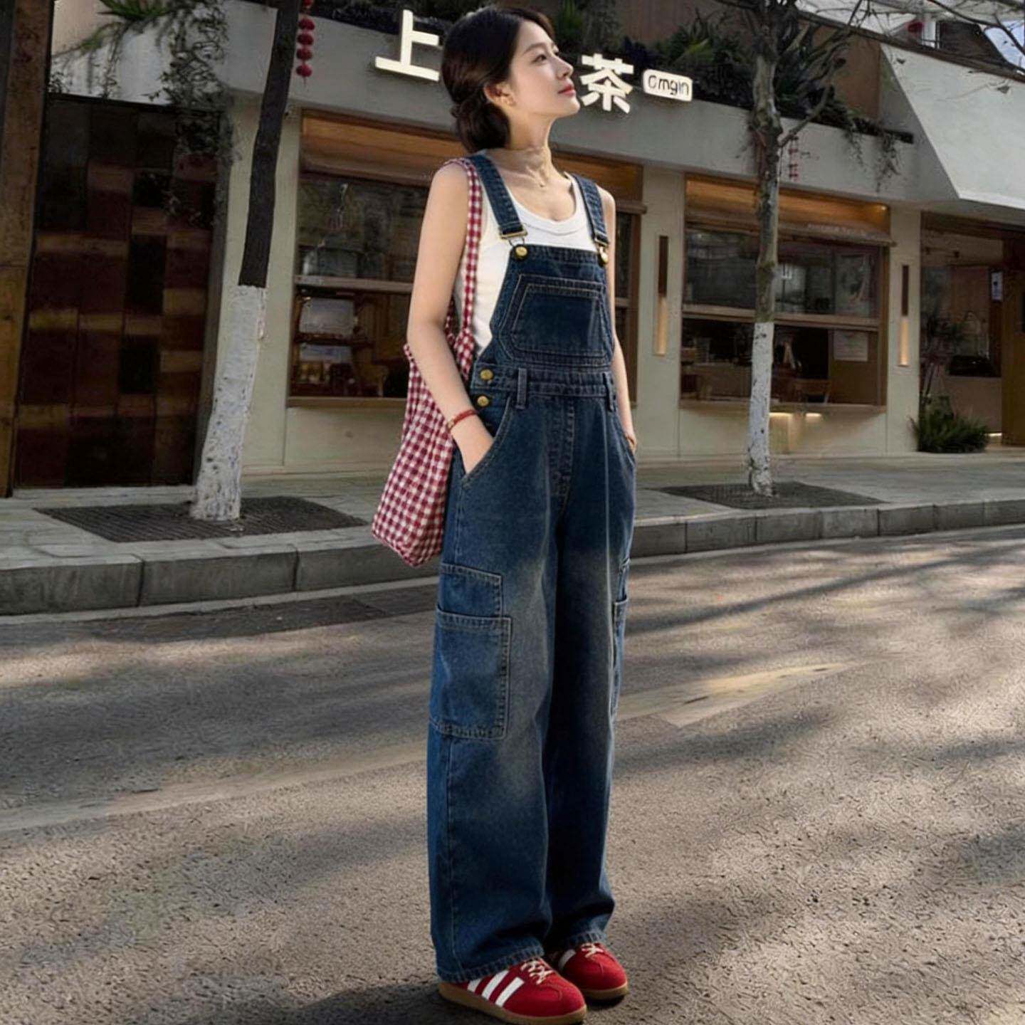 巨好看牛仔抱婴袋裤女夏薄款韩版宽松洋派减龄小个子显瘦时尚连身