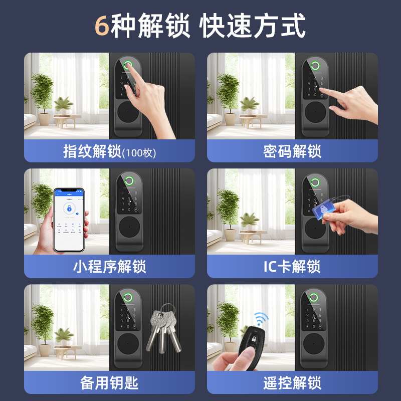 老式门改指纹锁家用防盗门智能入户门密码锁大门锁电子铁门牛头锁