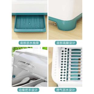 碗筷收纳箱盒 厨房沥水碗柜带盖餐具放碗碟置物架家用台面多功能装