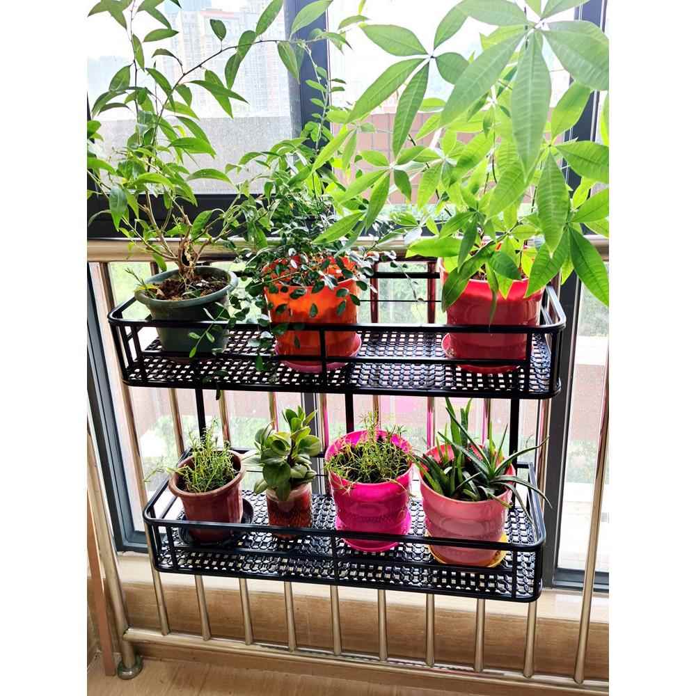 阳台花架悬挂式铁艺护栏花卉盆挂架多肉栏杆花架子室内置物架多层