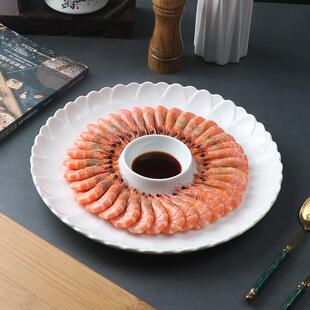 虾盘带醋碟饺子盘简约家用子母菜盘寿司专用盘创意心形高级感餐盘