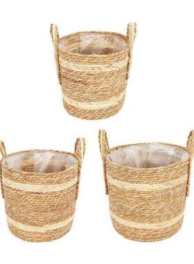 Woven Planter Basket Plant Container with Handles Porch