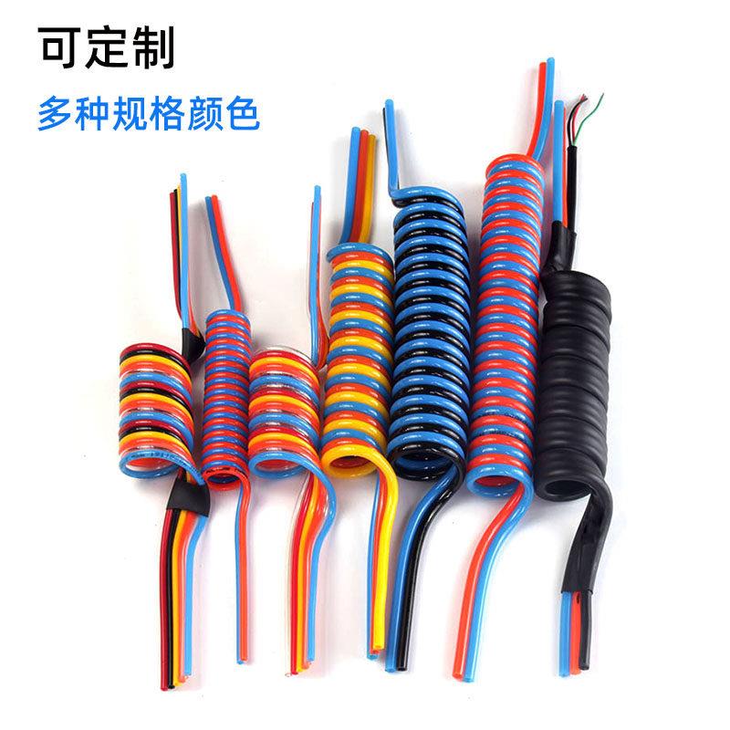 PU双排弹簧管可指定颜色螺旋气管个性两三四五六排气动软管伸缩管
