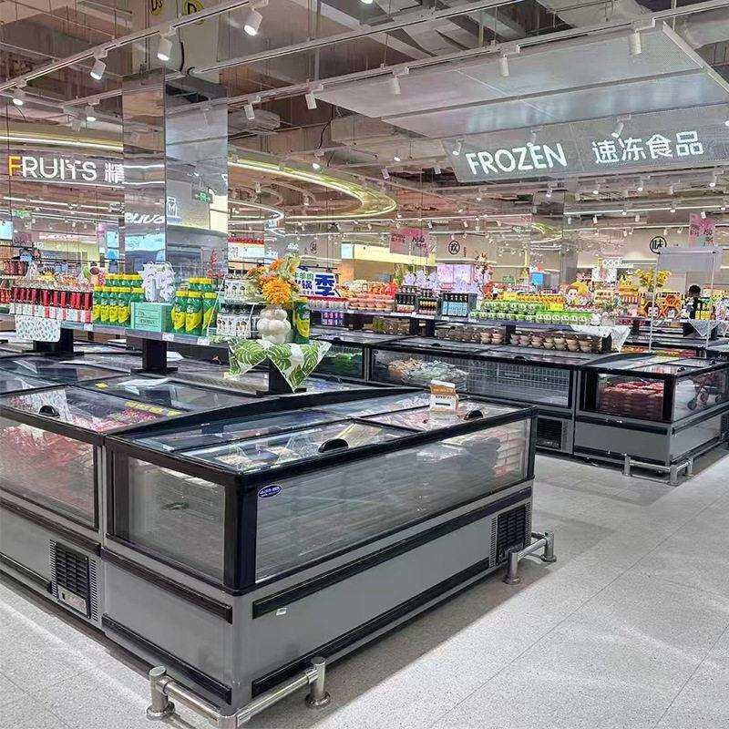 商用组合岛柜立式冷藏冷冻柜酒水饮料柜鲜肉熟食柜超市环岛风幕柜