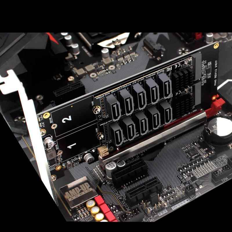 双NVME RAID PCI-EX8拆分卡 转SATA10口转接卡JMB585芯片
