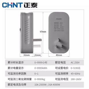 正泰电量计量插座电表计度器空调功率测试仪充电功耗监测家用电费