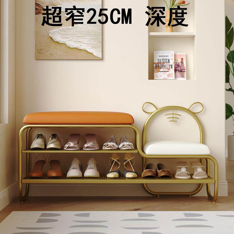 极窄亲子换鞋凳 超窄25CM宽 奶油风穿鞋凳家用门口 鞋架一体入户图片