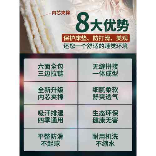 H乳胶床罩护套F9589789保六面全垫床包笠防滑拉链榻榻米罩椰棕垫