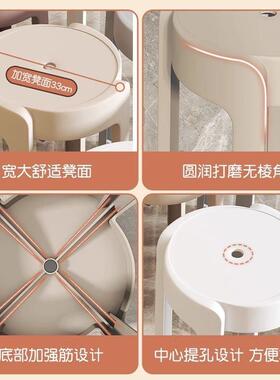 塑料车凳子可叠放加厚家用备凳子摞叠久舒用服椅子CBO圆凳坐板凳