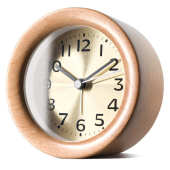 木质贪睡钟懒人圆形学生 闹钟闹钟木头夜光卧室床头实木静音