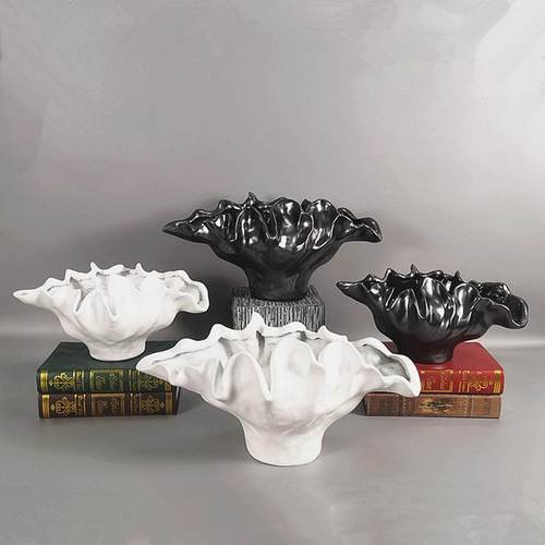 简约现代北欧风软装台面树脂花瓶样板间家居客厅电视柜仿真花花形