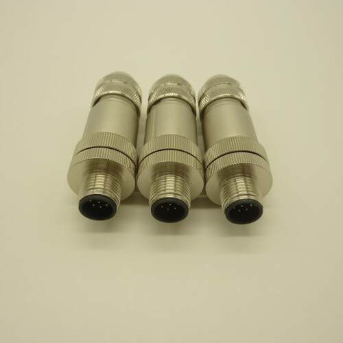 M12-8P公头连接器 M8防水航空插头 M5带线公母接头-全金属