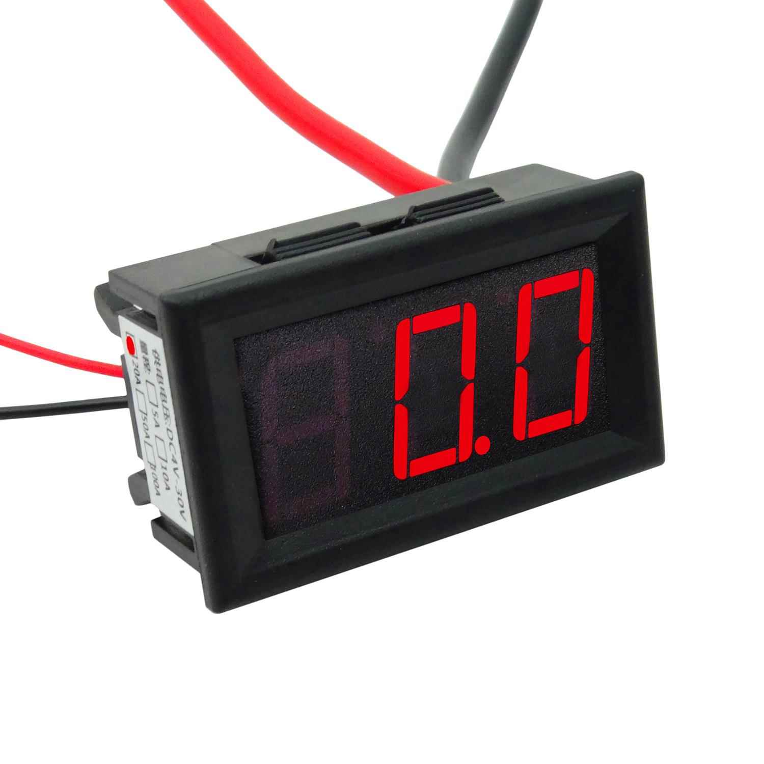 数字数显直流电流表头 小型 DC20A直测 12V 5V等宽压供电安培表