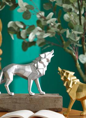 北欧件树脂摆现代简约室内物客厅创家居1018P动狼摆件工意艺礼品