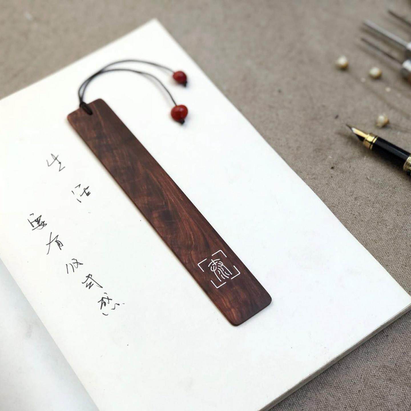 定制印度小叶紫檀木镶银木质红木精美书签匠刻字手工国风古典来图
