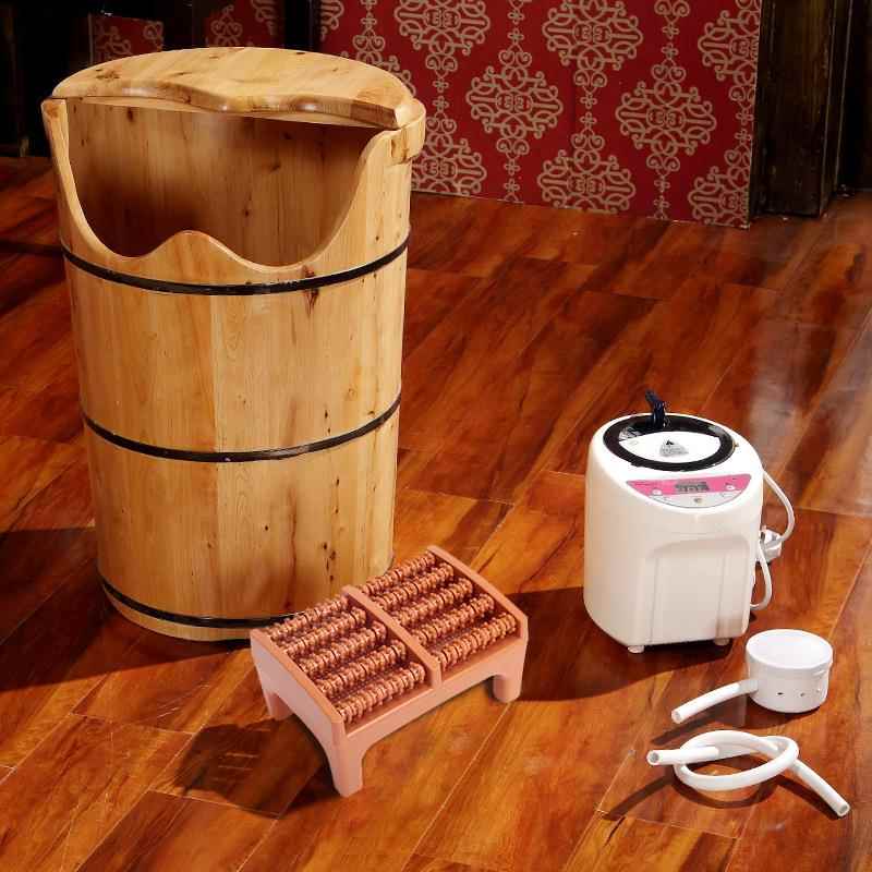 木桶60高香柏木泡脚桶足浴盆加高洗脚桶熏蒸成人洗脚木桶E18