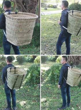 背篓竹编农用采蘑菇背筐纯手工成人农家用背篼背箩超特大号收