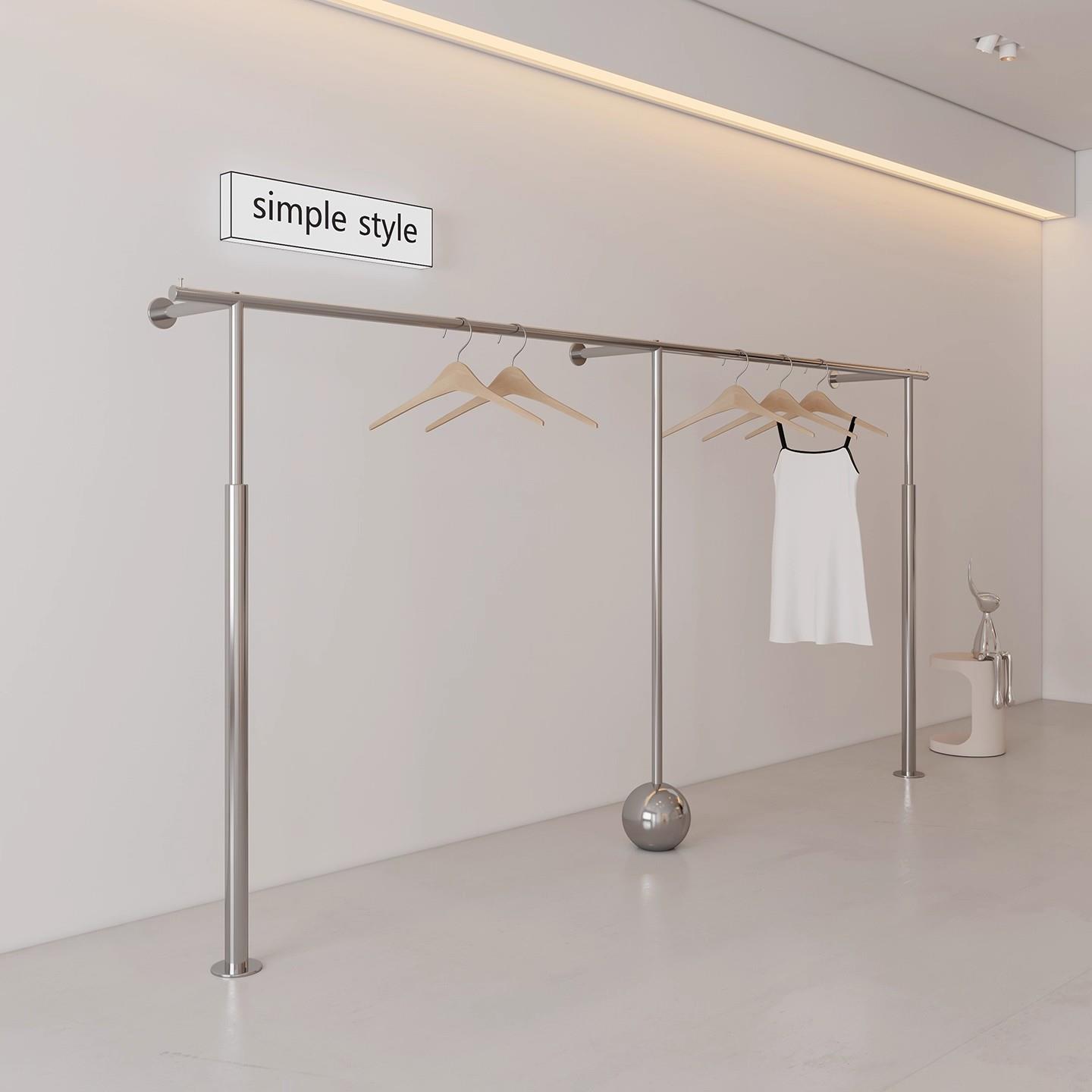 服装店衣架上墙壁挂展示架简约展示架挂衣架男女装店不锈钢陈列架