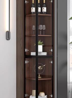 墙角转角酒柜客厅靠墙玻璃展示柜中古风餐边柜家用立柜置物架7J41