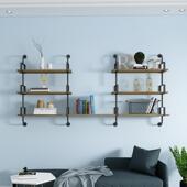 美式 复古墙上多层收纳置物展示架铁艺一字隔板工业风简约壁挂书架