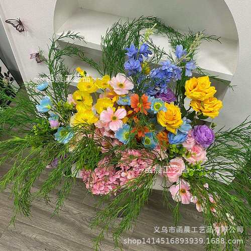 莫奈森系仿真花置排花艺绢花婚礼现场布订饰无婚地假花路引婚庆装