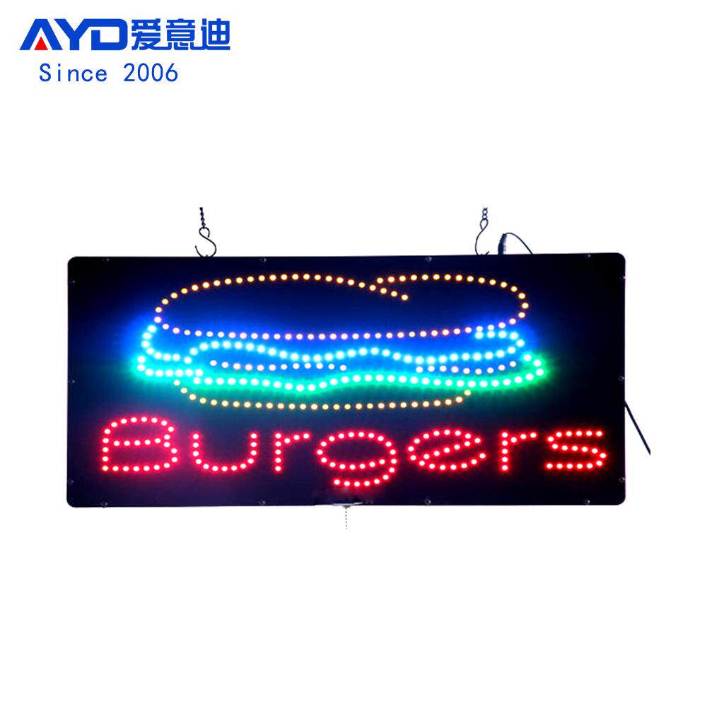 出口30x60cm汉堡快餐店广告牌亚克力室内悬挂LED广告标识牌