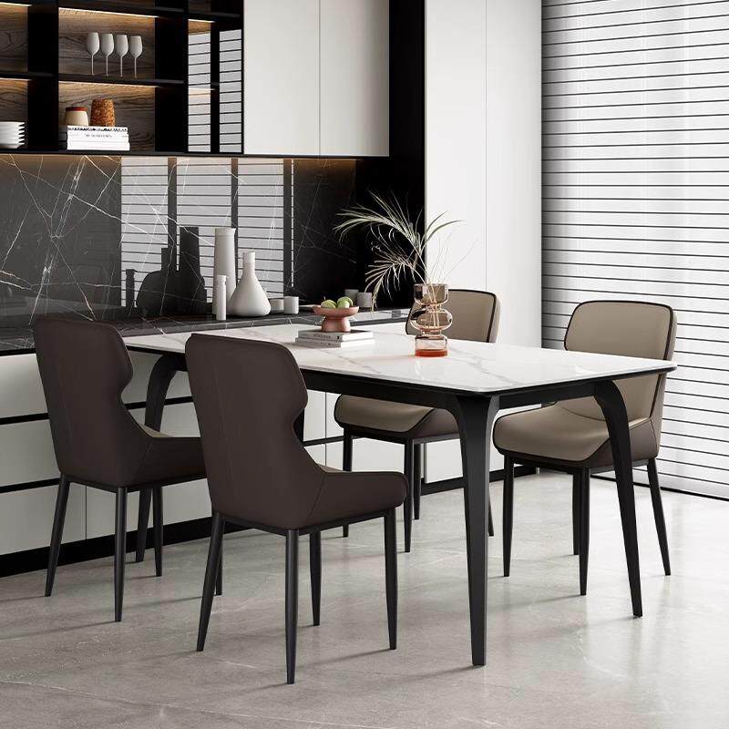 岩板餐桌小户型家用2026新款现代简约轻奢饭桌子长方形餐桌椅组合