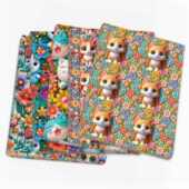 猫咪3D视觉平面印花涤棉防水布手工麻绳编织衬布桌布 1Yc51201