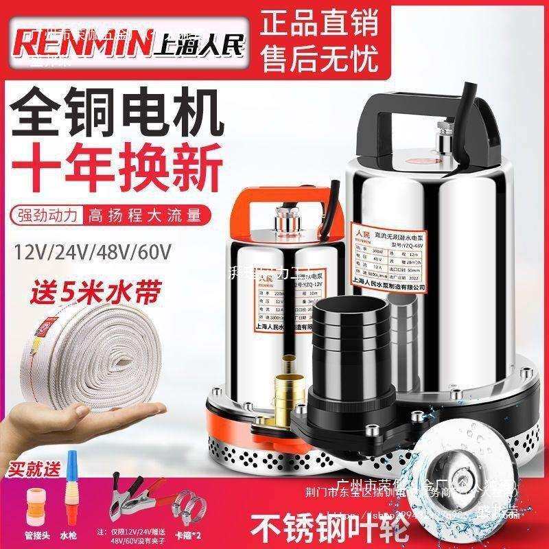 厂家上海人民12V24V48V60V72V直流潜水泵抽水泵家用农用刷车电动